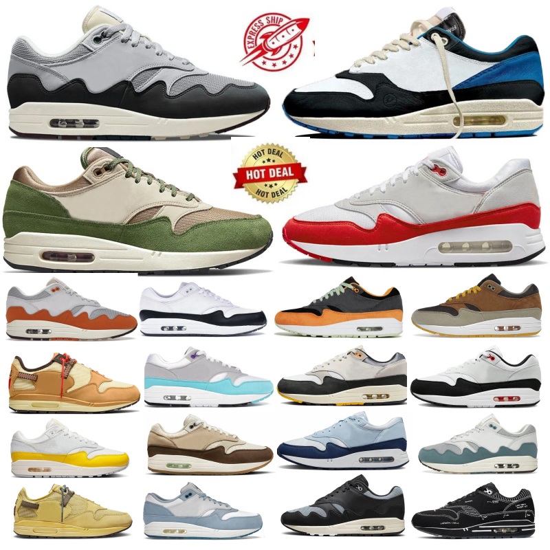 Running Shoes 87s Sneakers Waves 1s 87 Low Blanc Treeline Won Anniversary Aqua Bacon Blueprint Bred Evergreen Aura Heavy Mellow Men Women Outdoor Sports shoe