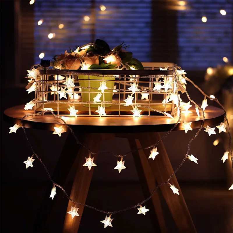 10/20/40/80 LED Star Light String Twinkle Garlands Battery Powered Christmas Lamp Holiday Party Wedding Decorative Fairy Lights XJ250612