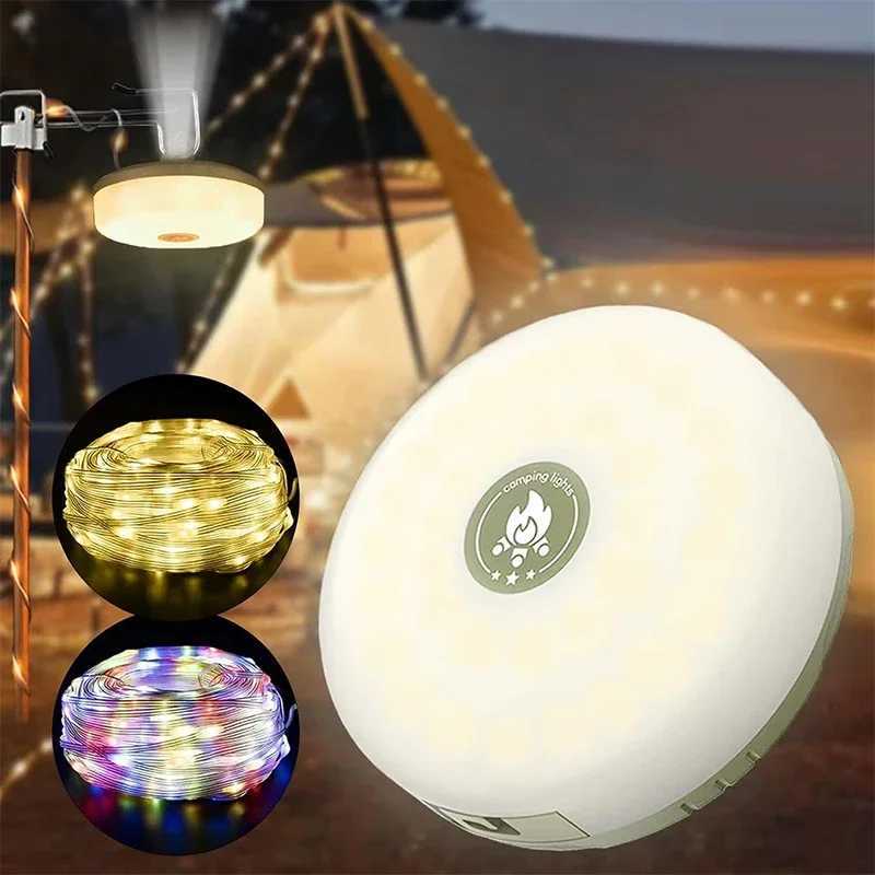 4-in-1 Camping Light LED Reel String Lights Outdoor USB Camping Lamp Recyclable LED Night Light For Garden Tent Room Decor XJ250612