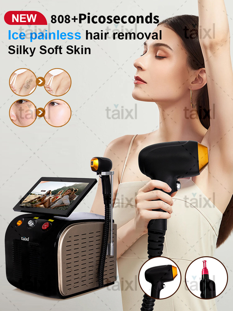 New 3000W 2 in 1 Diode Laser Hair Remova Ice Painless Alexandrite Picosecond Laser Tattoo Removal Multi-function cooling system beauty