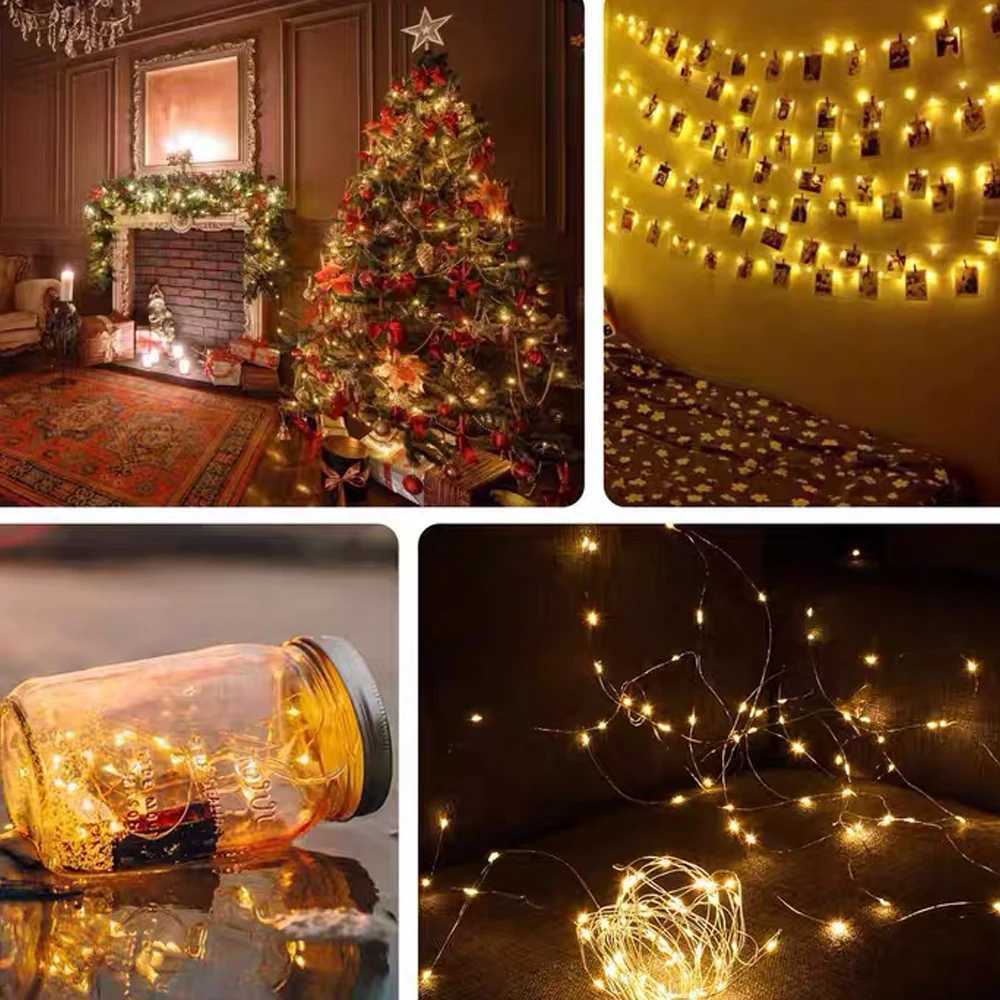 LED Copper Wire Fairy Lights USB Powered LED String Lights Holiday Outdoor Lamp Garland Lights for Christmas Party Wedding Decoration XJ250612