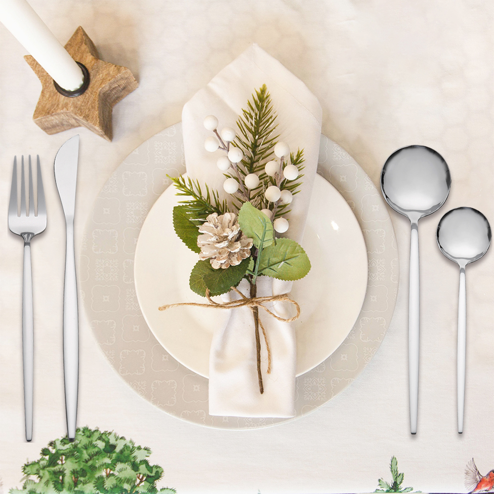 Neutral Pack 24pcs Stainless Steel Flatware Set Service for 6, Mirror Polish Cutlery (Ships from USA with free shipping) - Dishwasher Safe