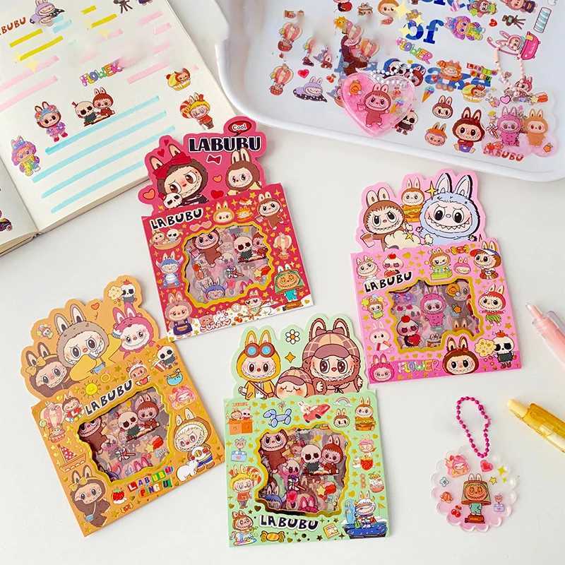 5pcs Labubu Series Cartoon Stickers Cute Stickers for Children Creative Handbook Material Stickers Labubu Waterproof Sticker W250613