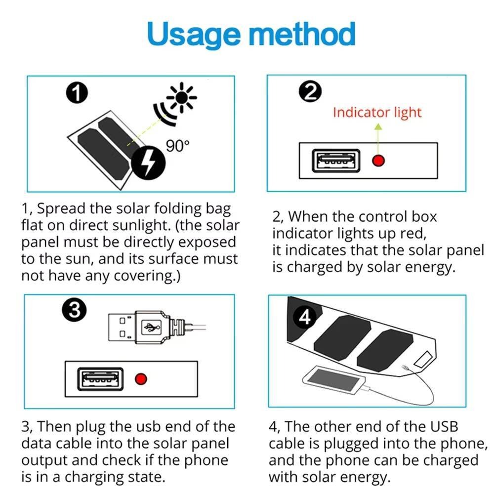 Outdoor Solar Panel Charger Foldable Camping Hiking Backpacking Travel Smartphone Power Portable 5V 2.4a USB Output Device tues