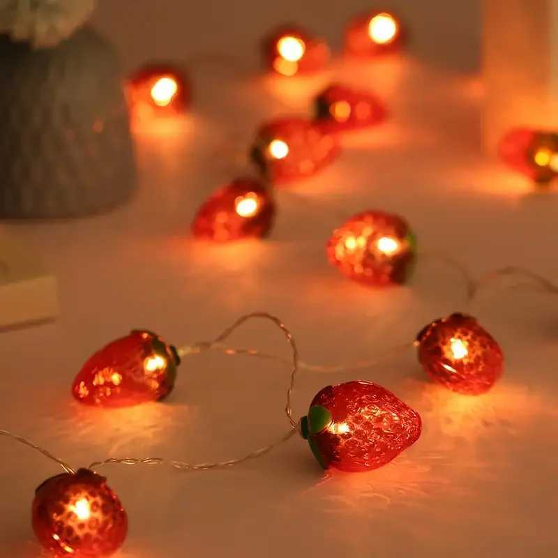 1PC 10/20/30/40 LED Strawberry Fairy Lights Battery Operated Fruit String Lights For Indoor Outdoor Bedroom Holiday Decoration XJ250612