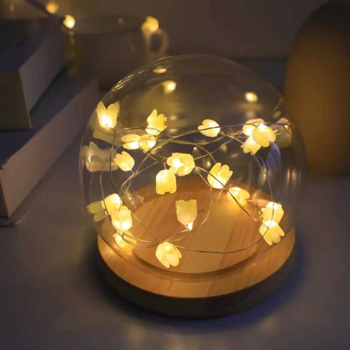 1PC Glamorous Tulip String Light DIY Flowers LED Fairy Lamp Battery Powered Warm White For Home Wedding Romantic Holiday Decor XJ250612