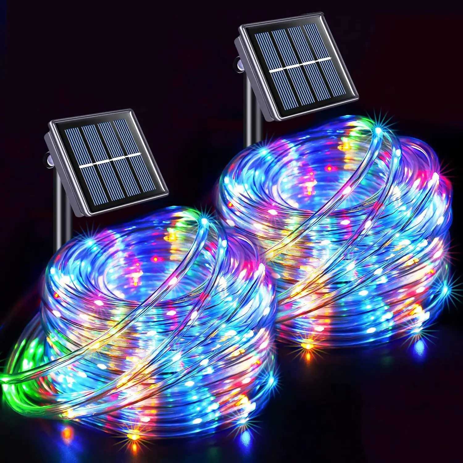 New solar tube LED color lights waterproof copper wire lights string courtyard atmosphere lights holiday decorations outdoor stringXJ250612