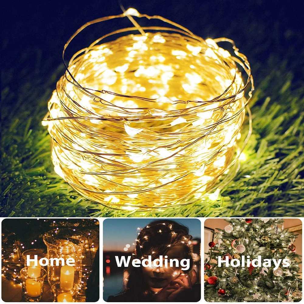 Solar Fairy Lights Warm White 104FT/72FT/39FT/12FT Solar String Lights Outdoor Waterproof 8 Modes LED Twinkle Lights For GardeXJ250612