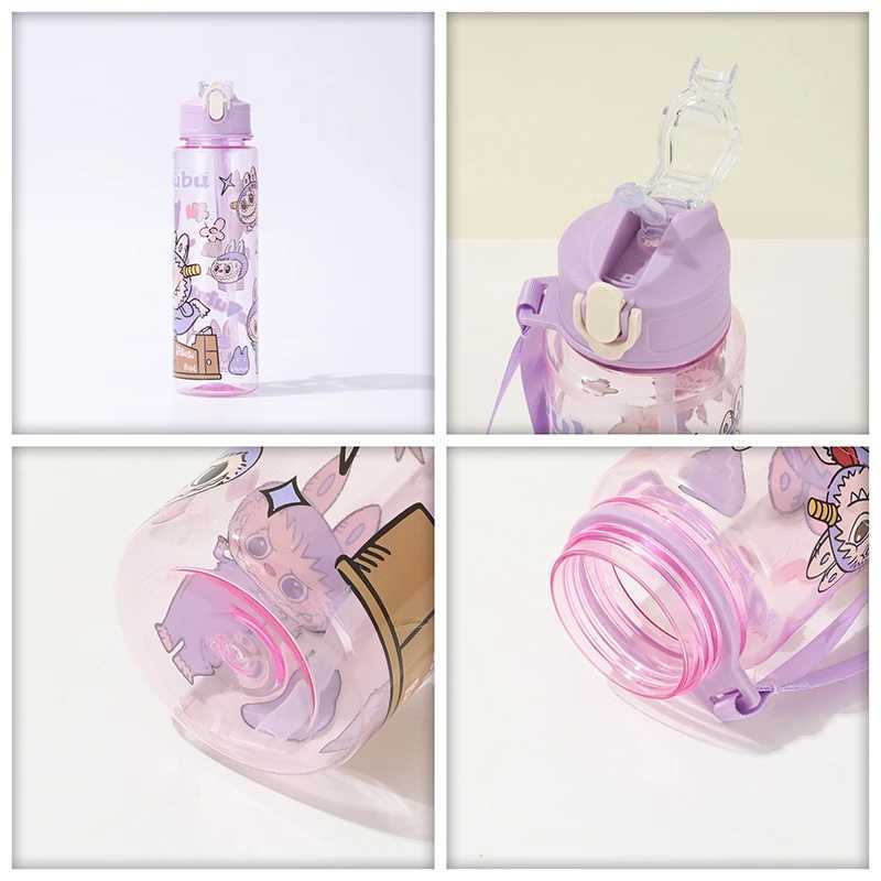 800ML Labubu Cup Anime Large Capacity -Up Straw Children Outdoor Portable Plastic Water Bottle Gift Free shipping