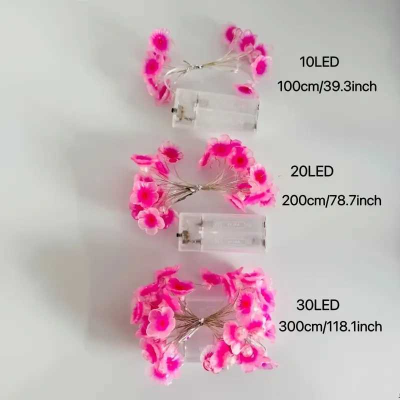 1pc 10/20/30LED Cherry Blossom Fairy String Lights Battery Powered For Home Wedding Indoor Holiday Party Festival Decoration XJ250612