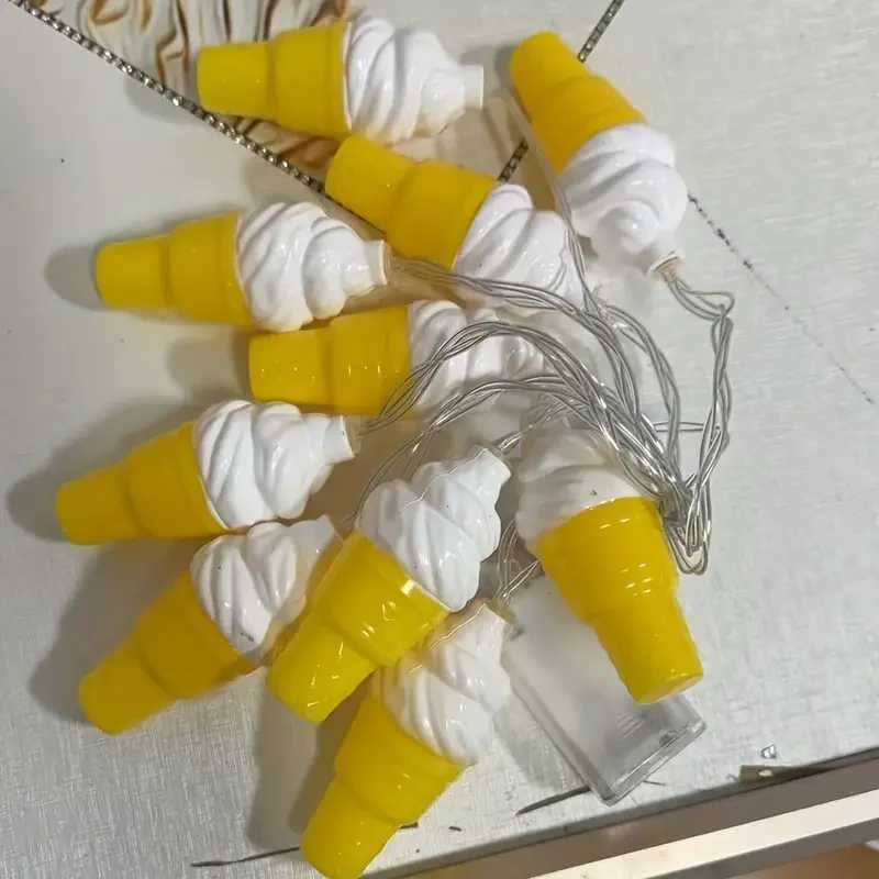 Christmas Ice Cream LED String Lights Indoor Atmosphere New Year Decoration Room Battery Lights Birthday Party Waterproof 095 XJ250612