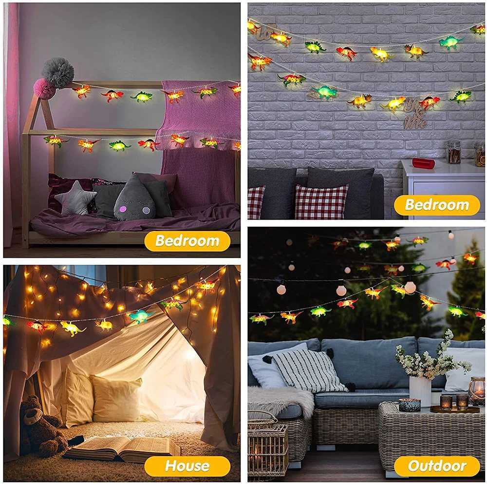 1.5/3M LED Dinosaur String Lights Battery Operated Children Kids Bedroom Fairy Lights Christmas Birthday Party Cartoon Decor XJ250612