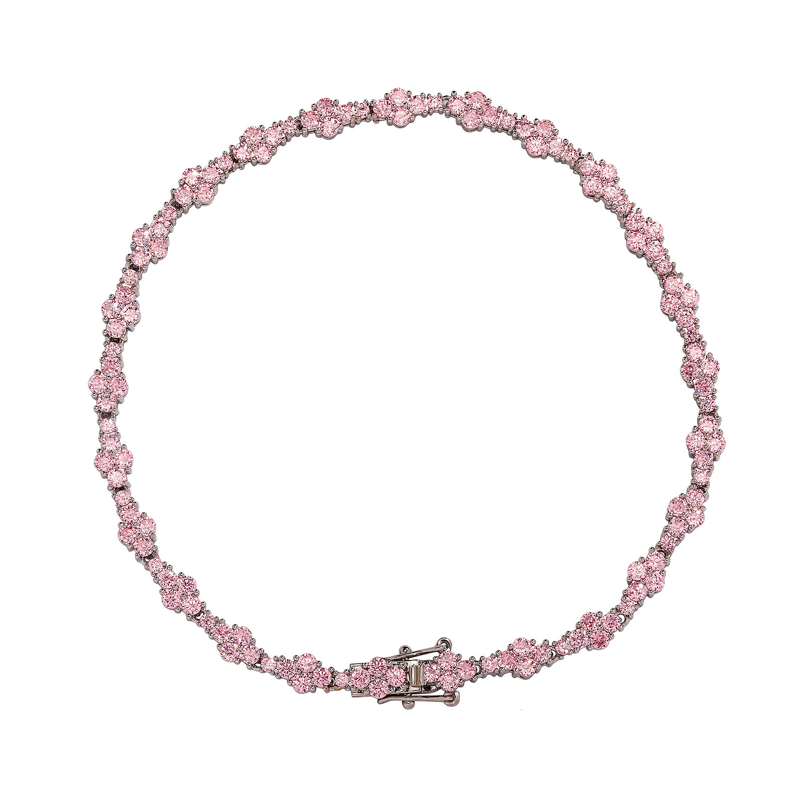 5mm 7/9 Inch Pink Cz Stones Womens Bracelet Anklet Hip Hop Tennis cross Chain Foot Ankle Bracelets Spring Buckle Sparkly Cubic Zircon Diamond Jewelry 