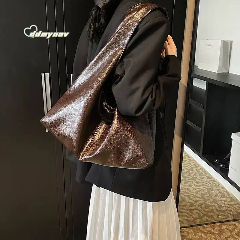Design Large PU Leather Hobo Underarm Bags Lady Winter Shoulder Bag for Women 2024 New Trend Y2K Handbags and Purses ddmynov
