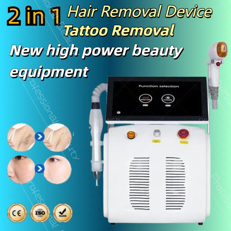 2025 New 3000W portable 808nm diode laser hair removal machine 2-in-1 picosecond tattoo removal and hair removal high-intensity pulse beau