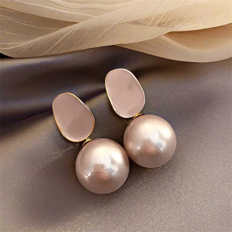 Exaggerate Big Pink Black White Imitation Pearl Pendant Earring for Women Trend Geometry Brincos Wedding Jewelry Girl Gift V250613