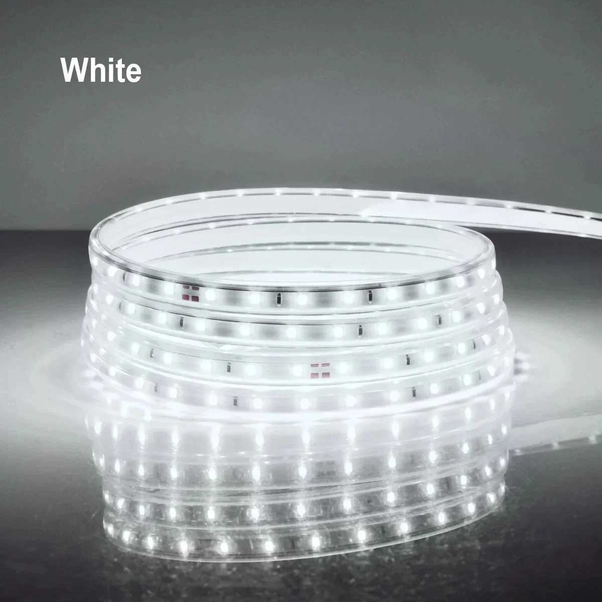 220V LED Strip Light SMD5050 Flexible LED Rope Light Warm White Outdoor Waterproof LED Light for Home Decoration With EU Plug XJ250612