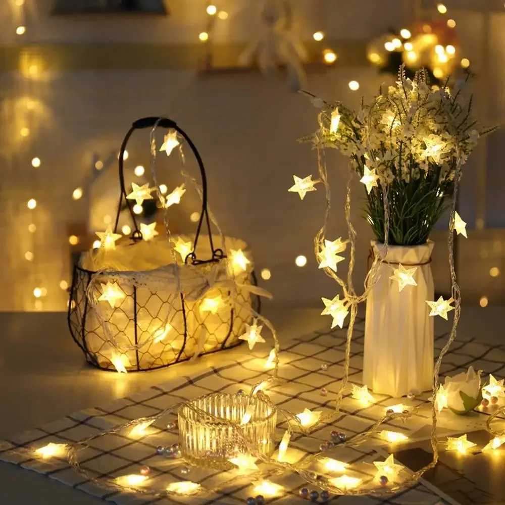 10/20 LED Star Light String Twinkle Garlands Battery Powered Christmas Lamp Holiday Party Wedding Decorative Fairy Lights XJ250612
