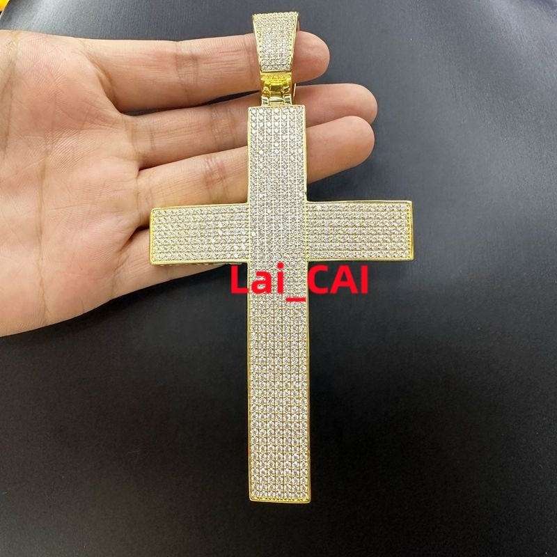 Hiphop Luxury Cross Pendant VVS Moissanite Diamond Gold Pendant Large Size Silver Cross Pendants for Men Necklace