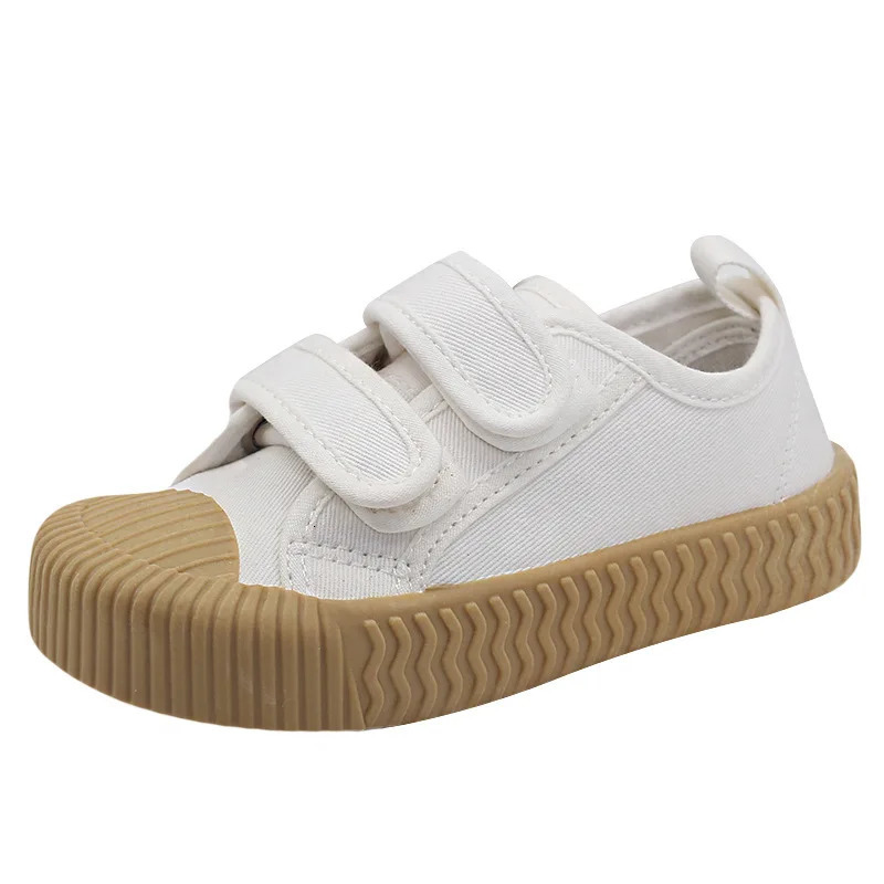 Kids Canvas Shoes for Boys and Girls Spring Autumn Hook and Loop Shoes Soft Bottom Breathable students Biscuit Shoes Childrens 250613