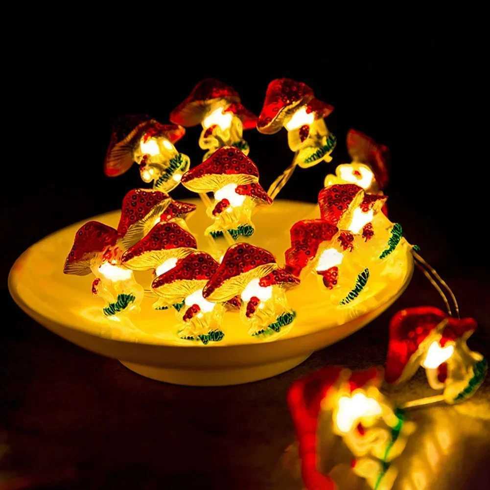 20/30 LEDs Light 3D Mushroom Copper Wire Lights DIY Christmas Fairy String Lamps Mushroom Holiday Lights For Garden Party Decor XJ250612