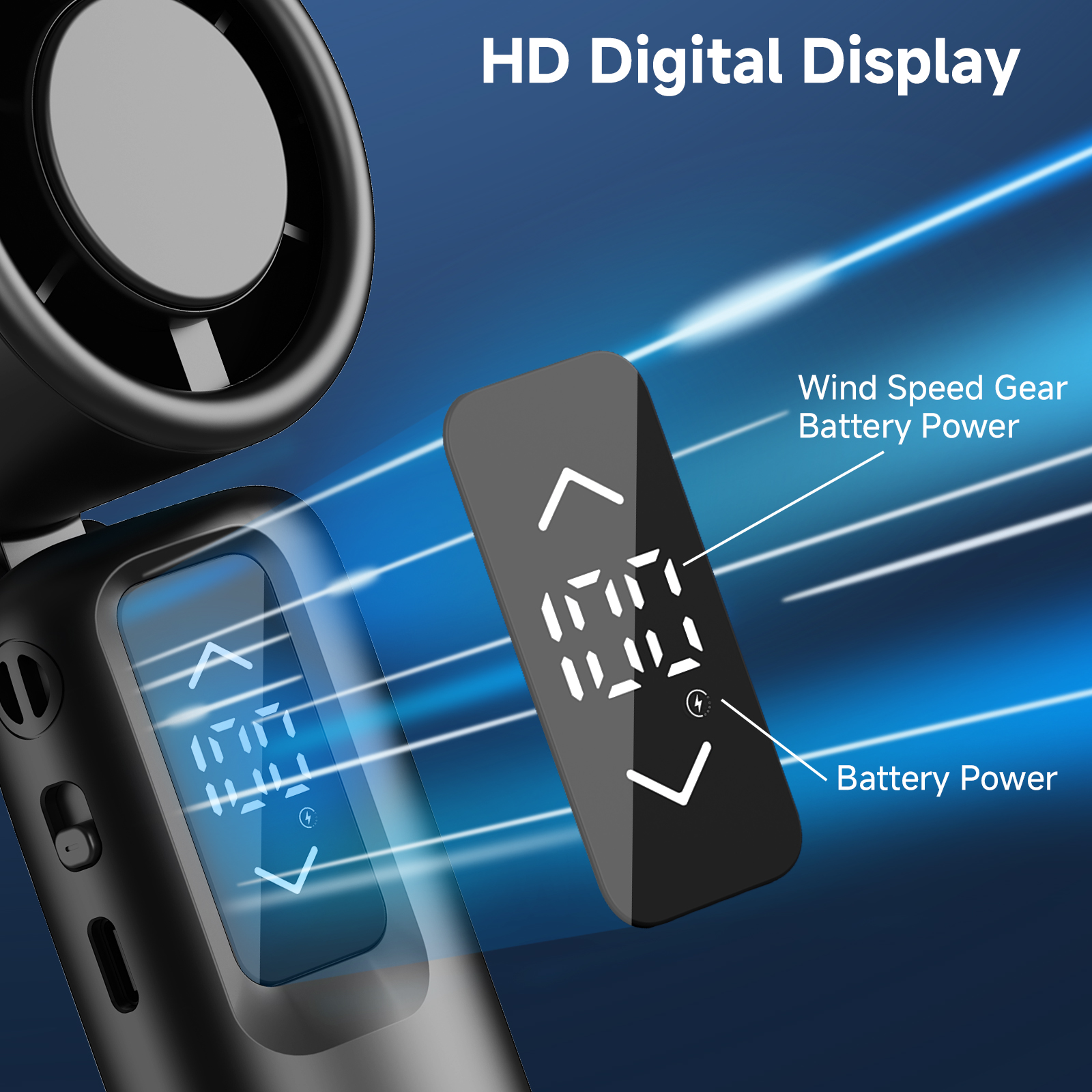 Portable Handheld Fan with LCD Display - 1-100 Speed Settings, 4000mAh Rechargeable Battery, Foldable Design for Travel, Outdoor & Office Cooling