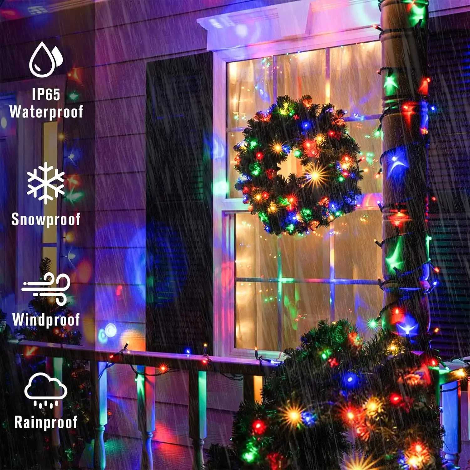 LED Solar Light String 8 Functions Outdoor Waterproof Lawn Starry Sky Christmas Garden Courtyard Decoration Atmosphere Lights XJ250612