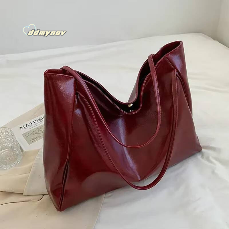 Women Tote Fashion Underarm Pouch Large Capacity Soft Pu Leather Shoulder Retro Crossbody Bag Casual Portable BucketBags ddmynov