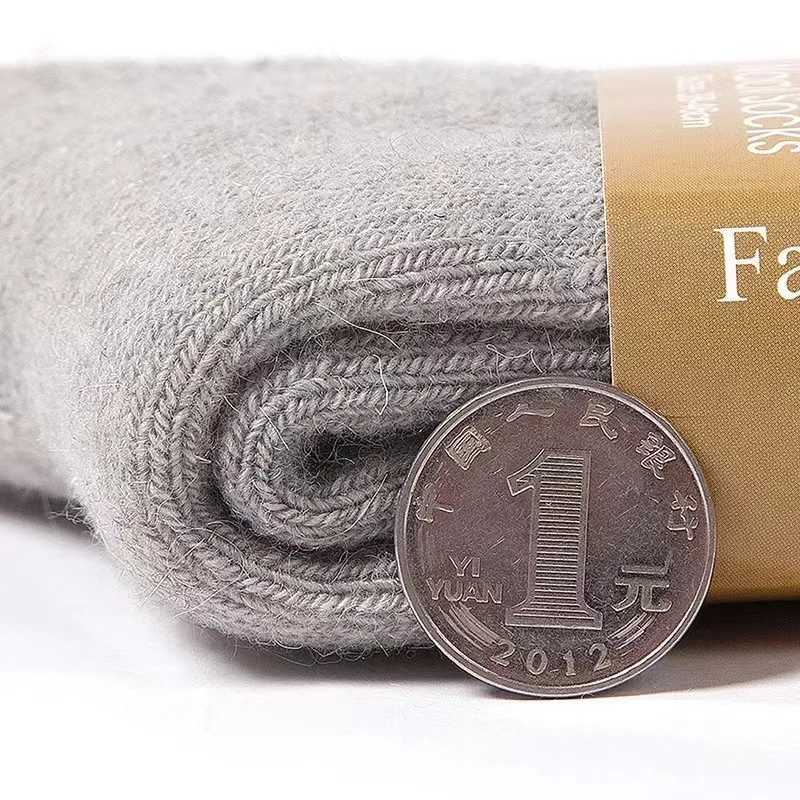 4Pairs/Lot Mens Winter Super Thick Thermal Socks Wool Men Women Solid High Quality Merino Wool Socks Cold Snow Warm Wool Socks T250612