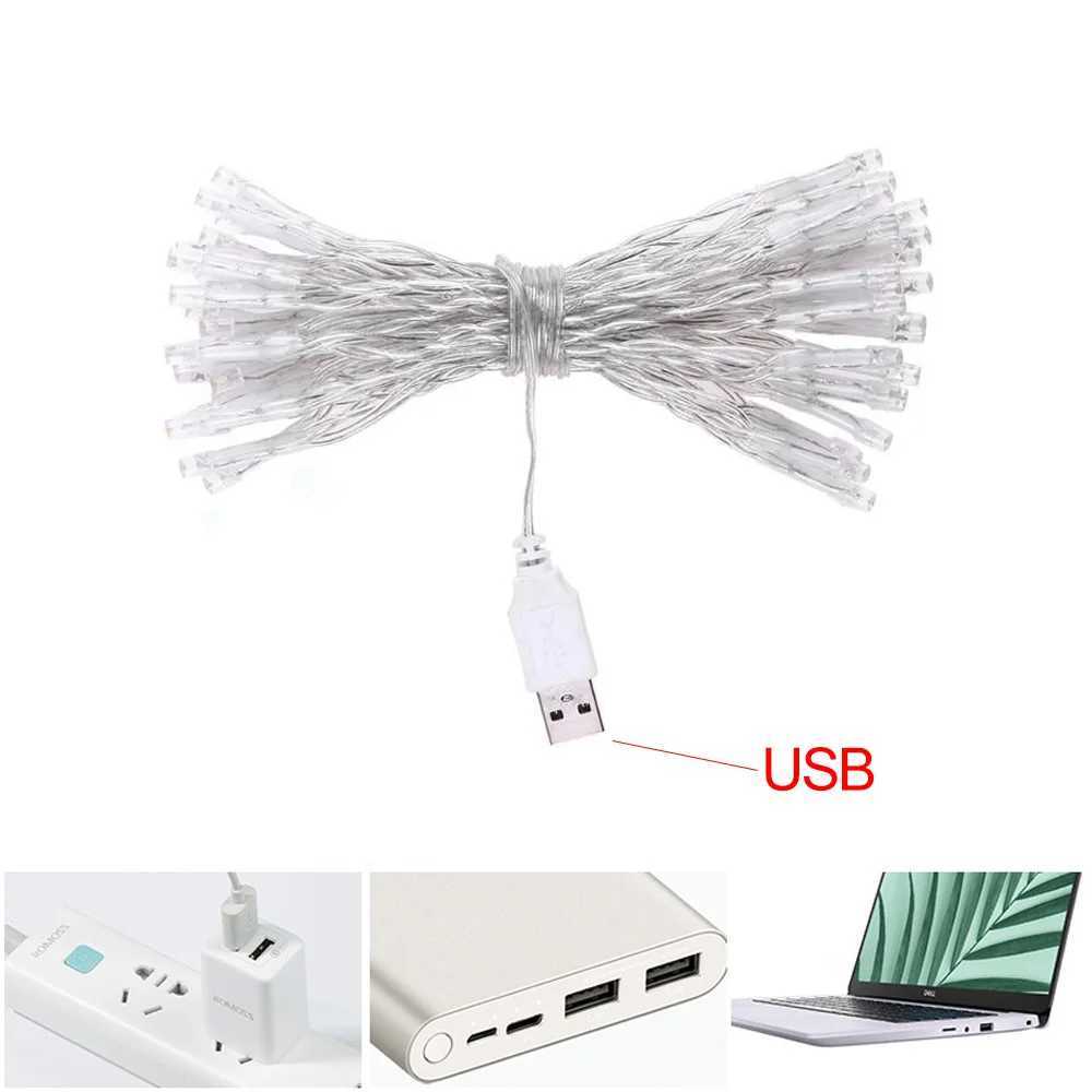 1M 2M 5M 10M LED USB LED String Lights Bulb Fairy Garland Lights Outdoor Waterproof Christmas Party Wedding Decorations Festoon XJ250612