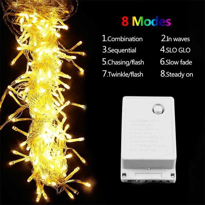 Christmas Decorations Lights 220V 10M 20M 30M 50M 100M 8 Modes For Wedding Party Holiday LED String Fairy Lights XJ250612