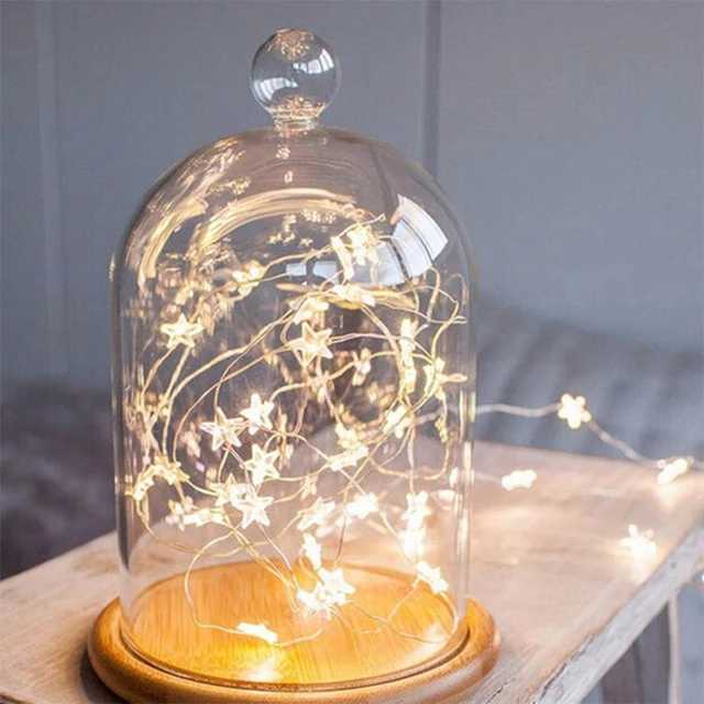10/50 LED Star Fairy Lights Battery Operated Twinkle String Light Copper Wire String Lights Xmas Wedding Party Table Decor XJ250612