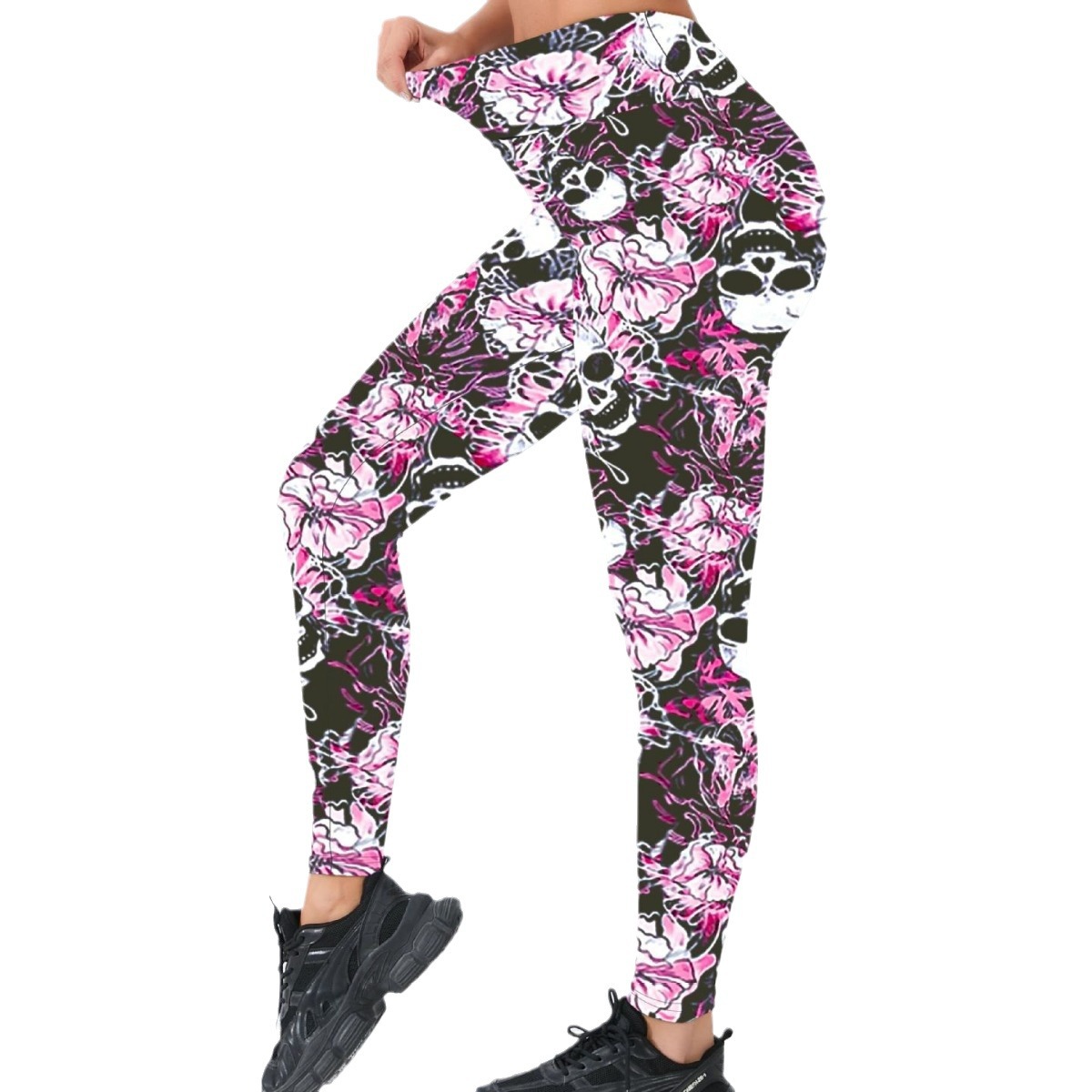 Popular women's sexy fashion skull print leggings yoga pants high waist hip yoga pants