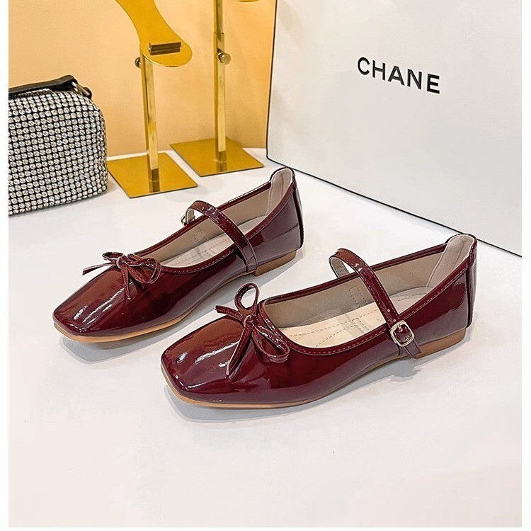 Ddmysheep Ddmysheep Sheepskin Version Genuine Leather New Bowknot Flat Ballet For Women French Style Evening Light Mouth Single Loafers Grandma Shoes