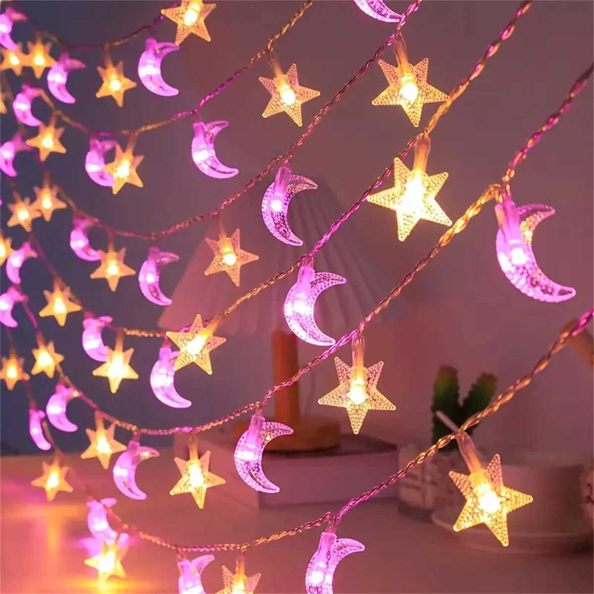 1.5M/3M LED Star Moon Colorful Light String Starry Sky Living Room Outdoor Courtyard Camping Trunk Decoration Atmosphere Light XJ250612