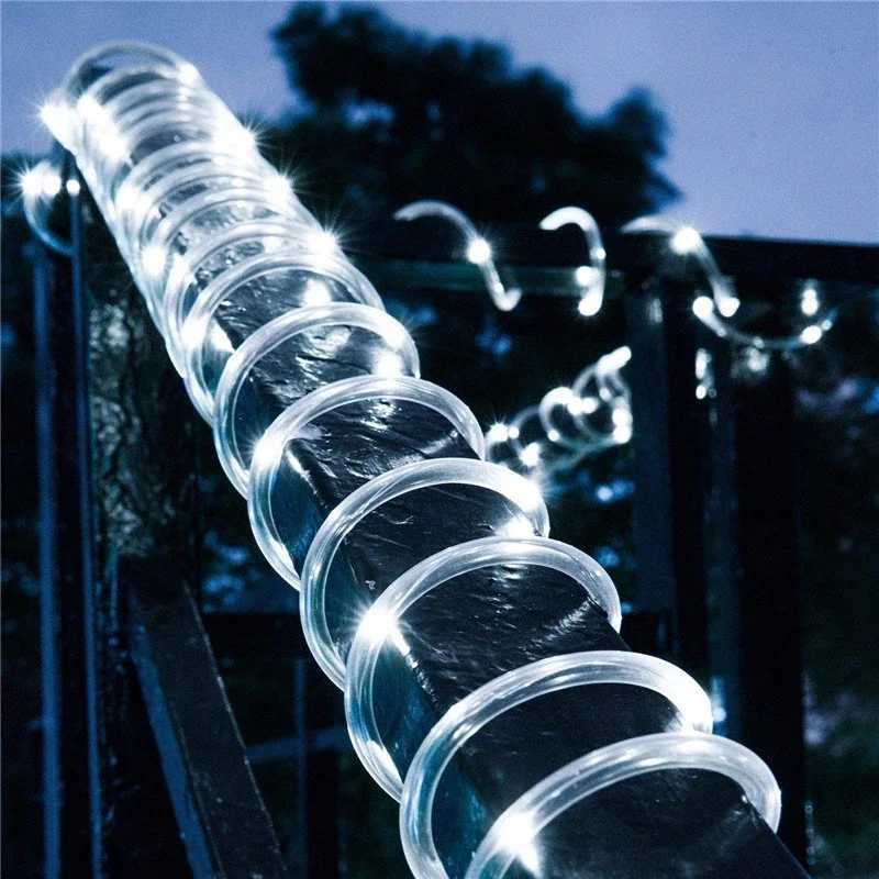 Solar Outdoor Lights LED Festoon PVC Tube Rope String Light Summer Garden Fence Wedding Party Balcony Decoration Solar Garland XJ250612