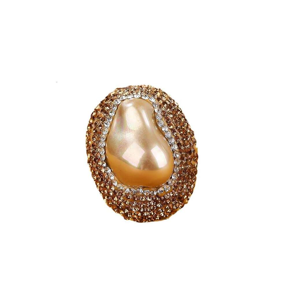 TEMU Hot Style Baroque Pearl Clay Inlaid Wide Adjustable Open Ring for Women Party Gift