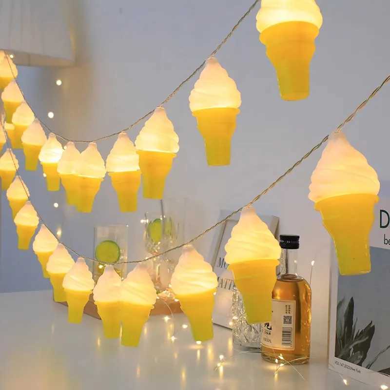 Christmas Ice Cream LED String Lights Indoor Atmosphere New Year Decoration Room Battery Lights Birthday Party Waterproof 095 XJ250612
