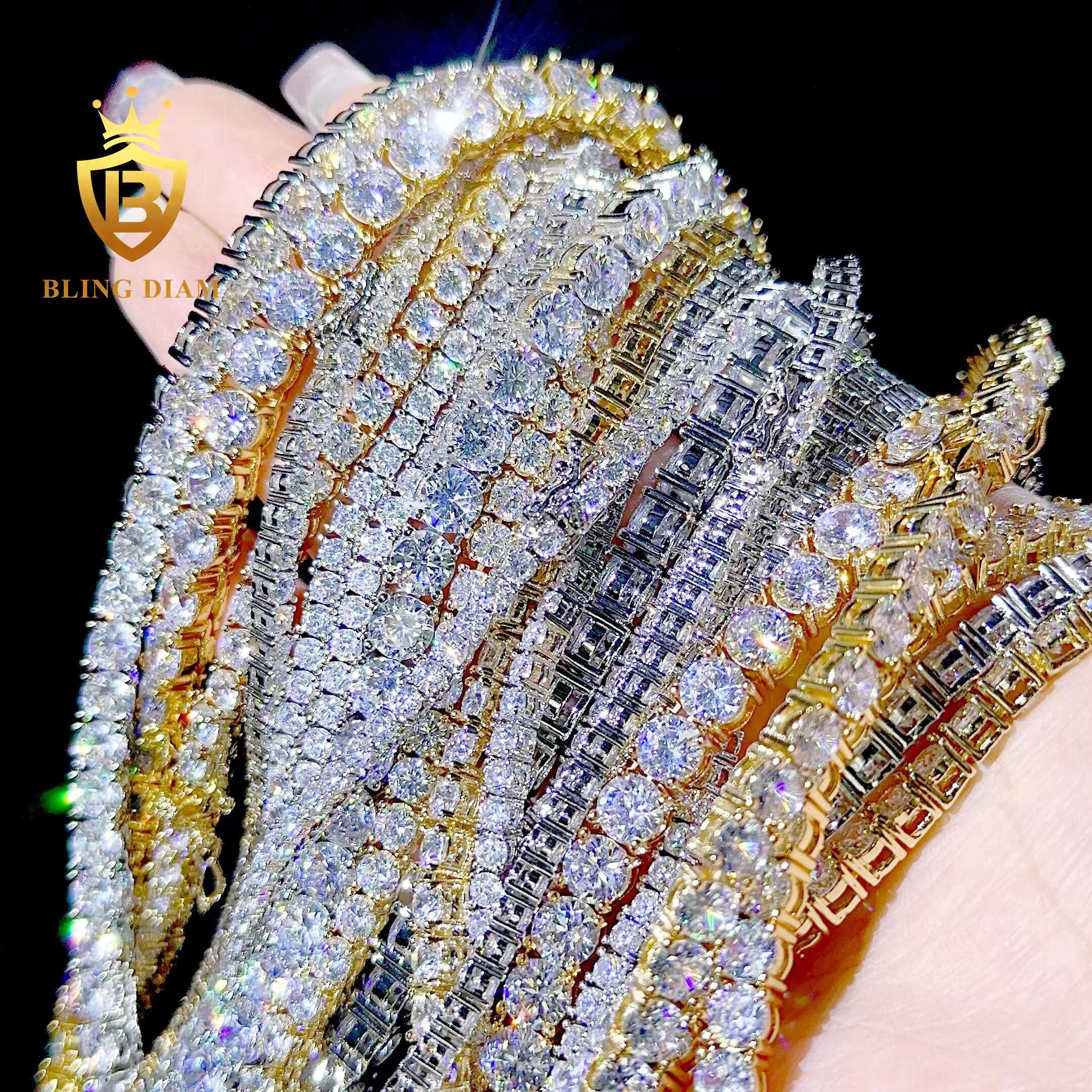 Cheapest Price Pass Diamond Tester 925 Sterling Silver 2mm-6.5mm Moissanite Diamond Hip hop Tennis Chain Necklace for Men Women