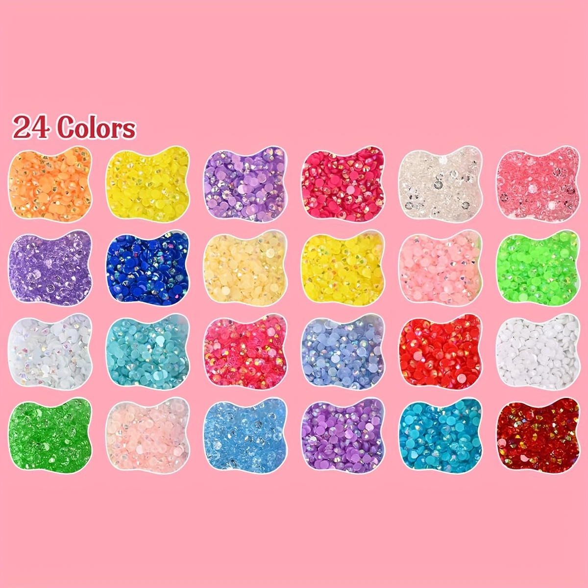 24000pcs 3mm Flat-Bottomed Resin Rhinestones with 24-Grid Storage Box - Ideal for Nail Art, Clothes, Masks, Cups & DIY Jewelry