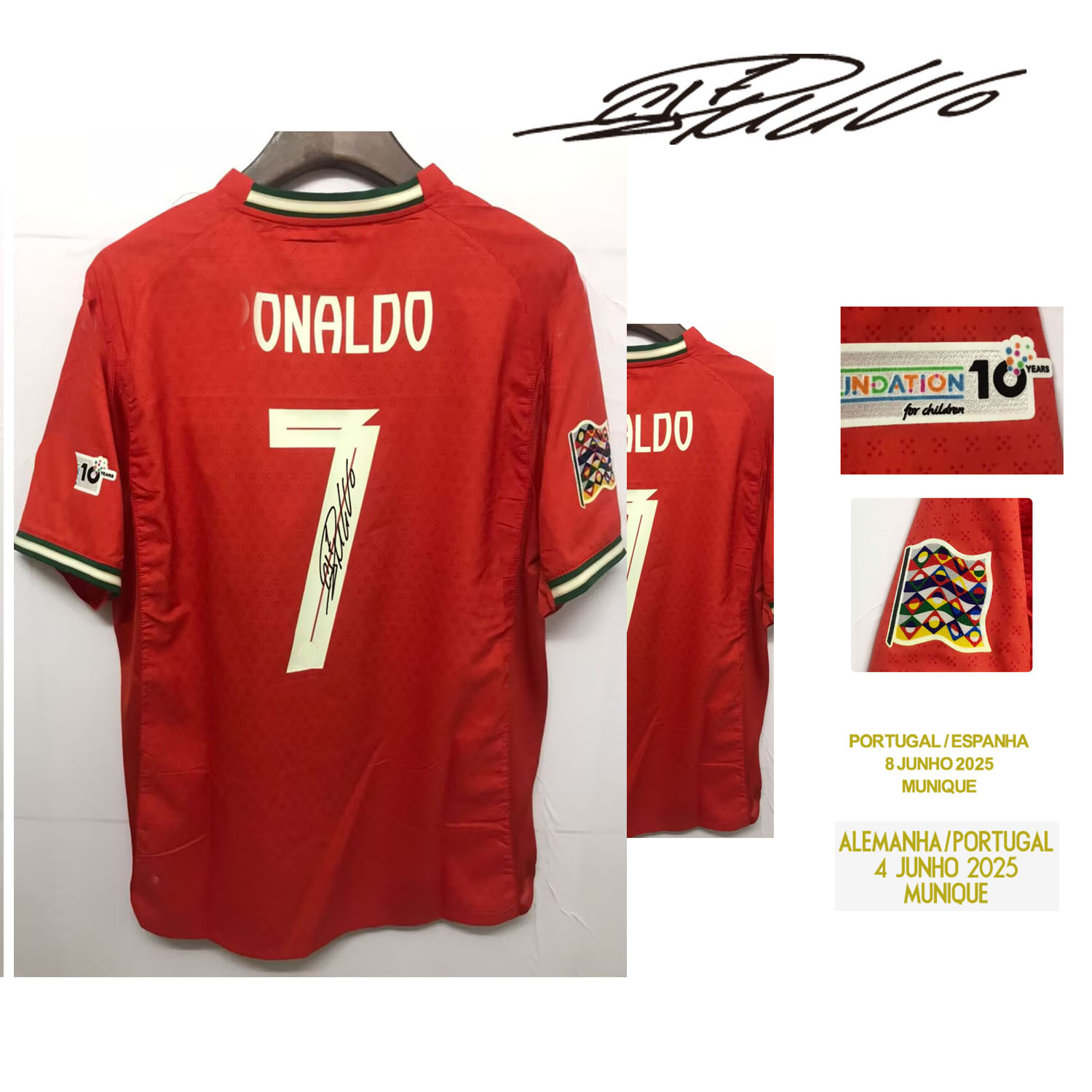 2025 Final Nations League Jersey RRONALDO Signed Jersey Mendes R.Leao Joao Felix Vitinha N.Mendes Jersey Player Issue Maillot Soccer Jerseys