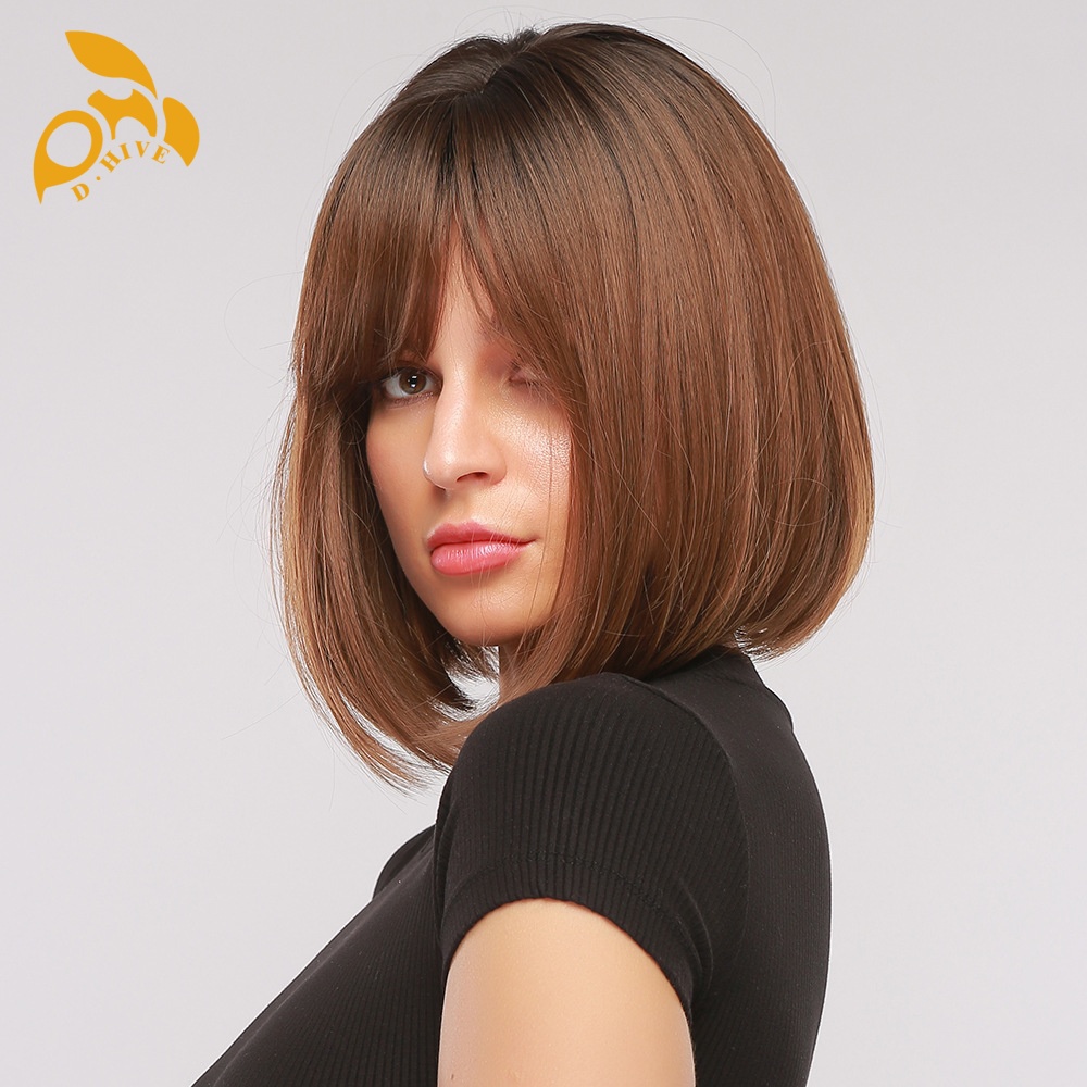 Free shipping Hair Wigs for womans wigs human hair large wave bang long curly hairfull head set women's wig color Black-brown gradient pink Natur