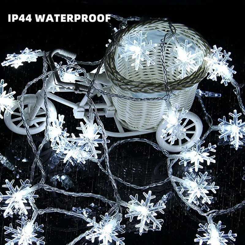 1Pc Christmas Lights Snowflake String Light LED Battery Operated Waterproof Snowflake Fairy Lights For Bedroom Garden Decoration XJ250612