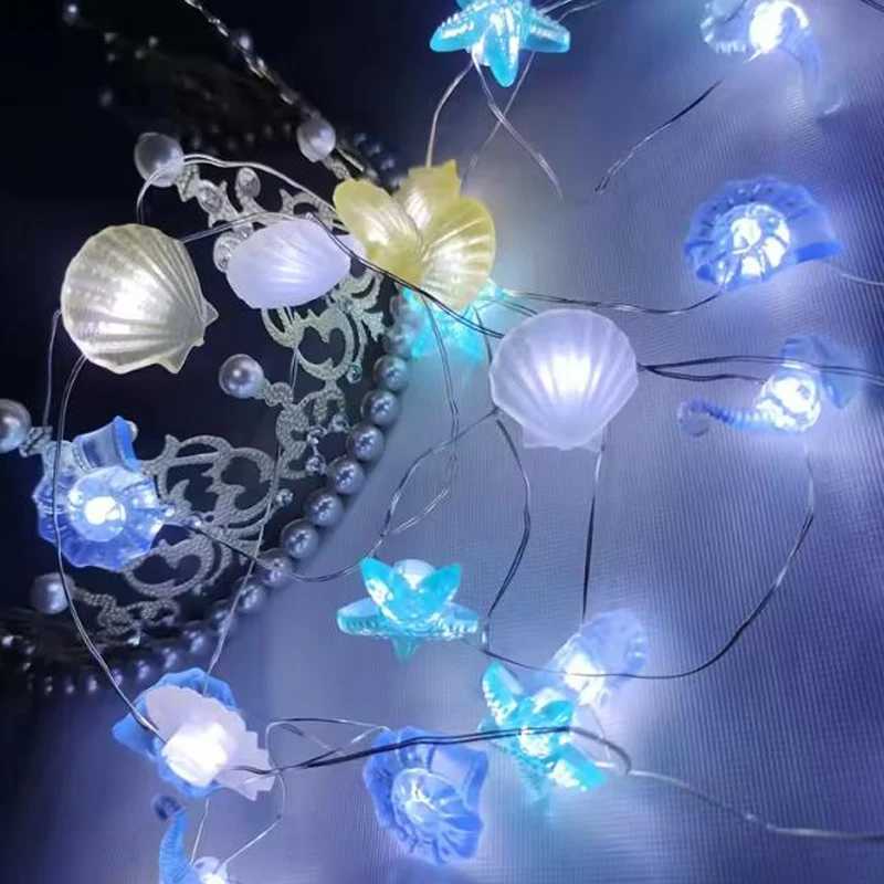 2M 20LED Marine Themed Fairy Light String Seashell Starfish String Light Ocean Theme Party Kids Bedroom DIY Home Decorations XJ250612