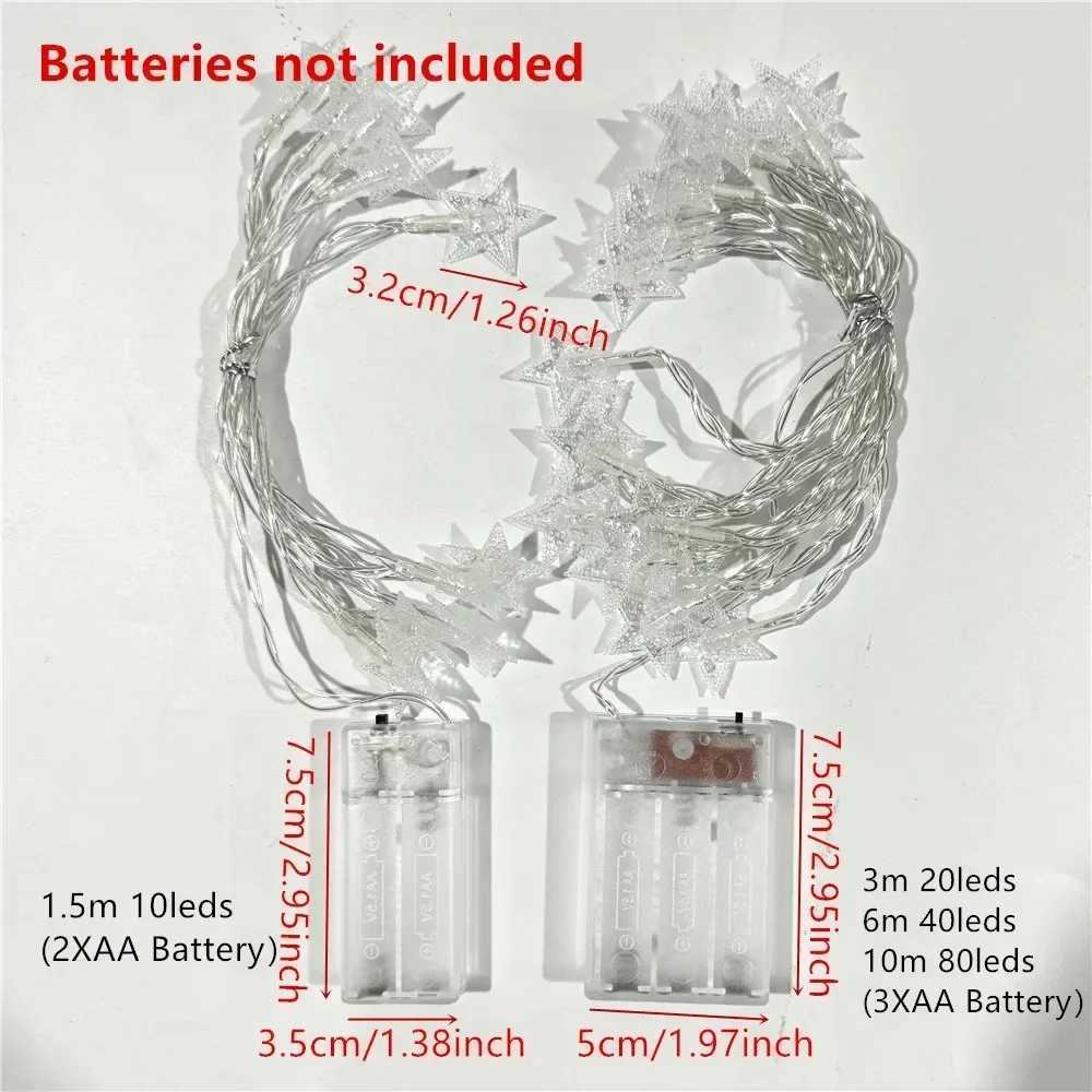 2025 Ramadan Decorations Star String Lights Fairy Lights for Bedroom Battery Powered Adapter Christmas Lights Wedding Party XJ250612