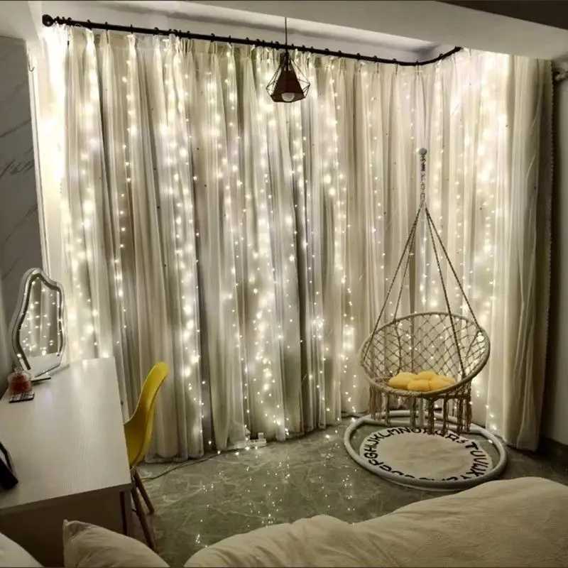 3M/6M LED Garland Curtain Lights 8 Modes USB Remote Control Fairy Lights String Wedding Christmas Decoration for Home Bedroom Lamp XJ250612