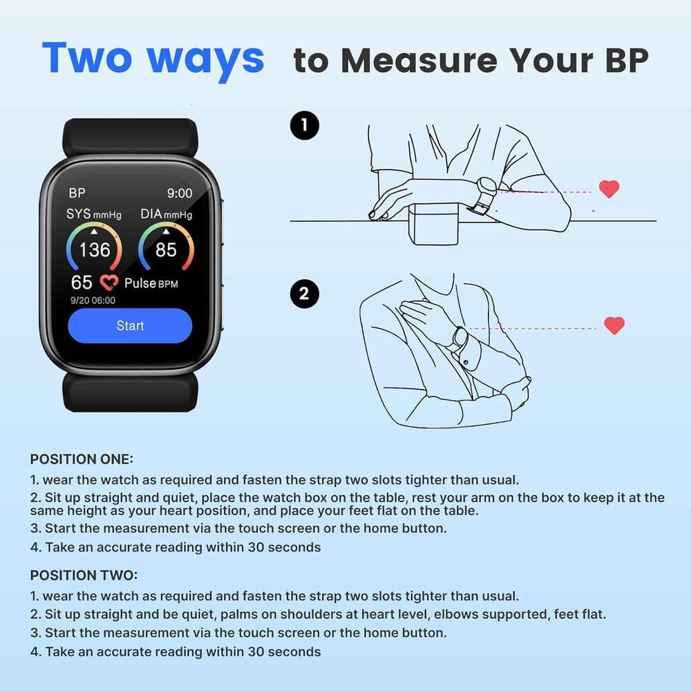 Smart Monitor with Air Pump Cuff Blood Pressure Watch Sleep and Sports Tracking for Android iOS Supports Reminder Monitoring Data Sharing etc