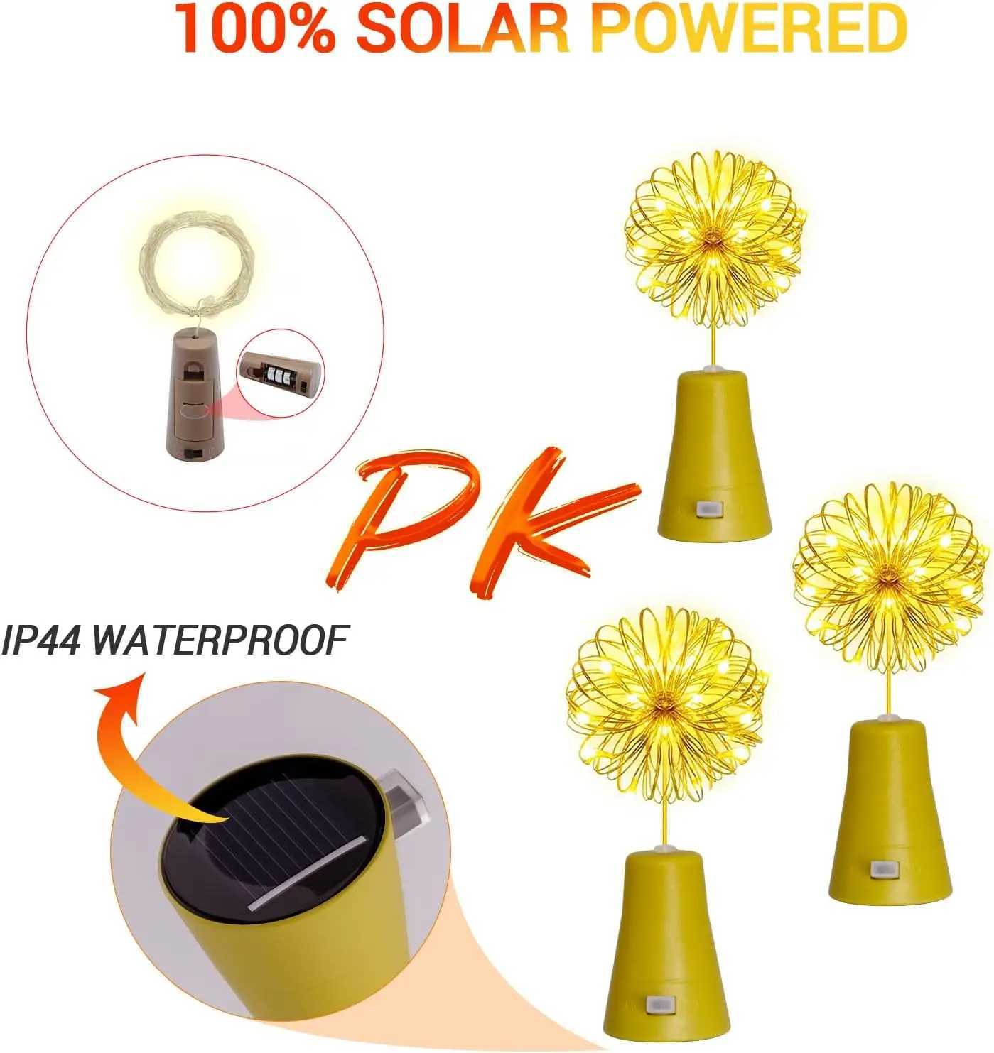 10/20LEDs Solar Wine Bottle String Light Solar Copper Wire Fairy Lights Cork Shape Christmas Lamp For Wedding Party Garden Decor XJ250612