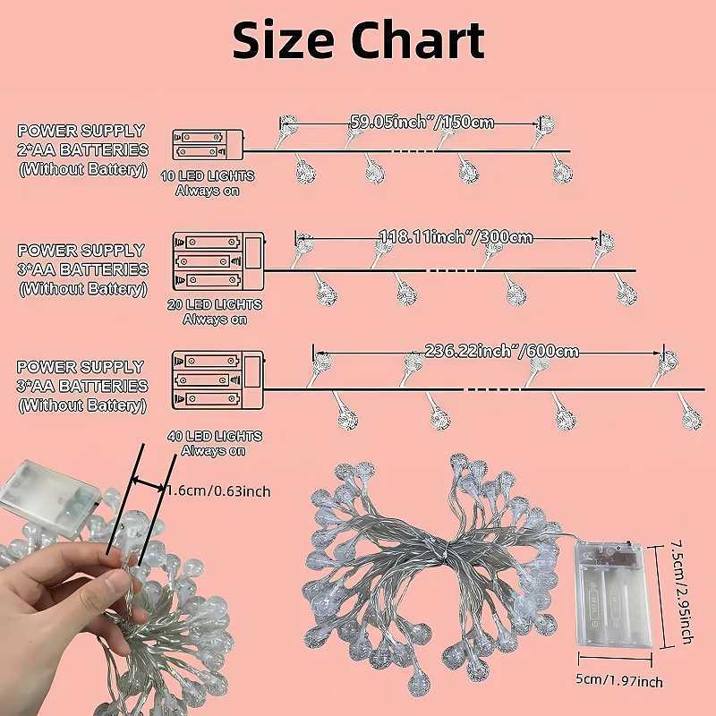 Battery Box Bubble Ball Light String Crystal Bead Ball Fairy String Light Wedding Party Christmas 1.5-3-6 meters 10-20-40 lights XJ250612
