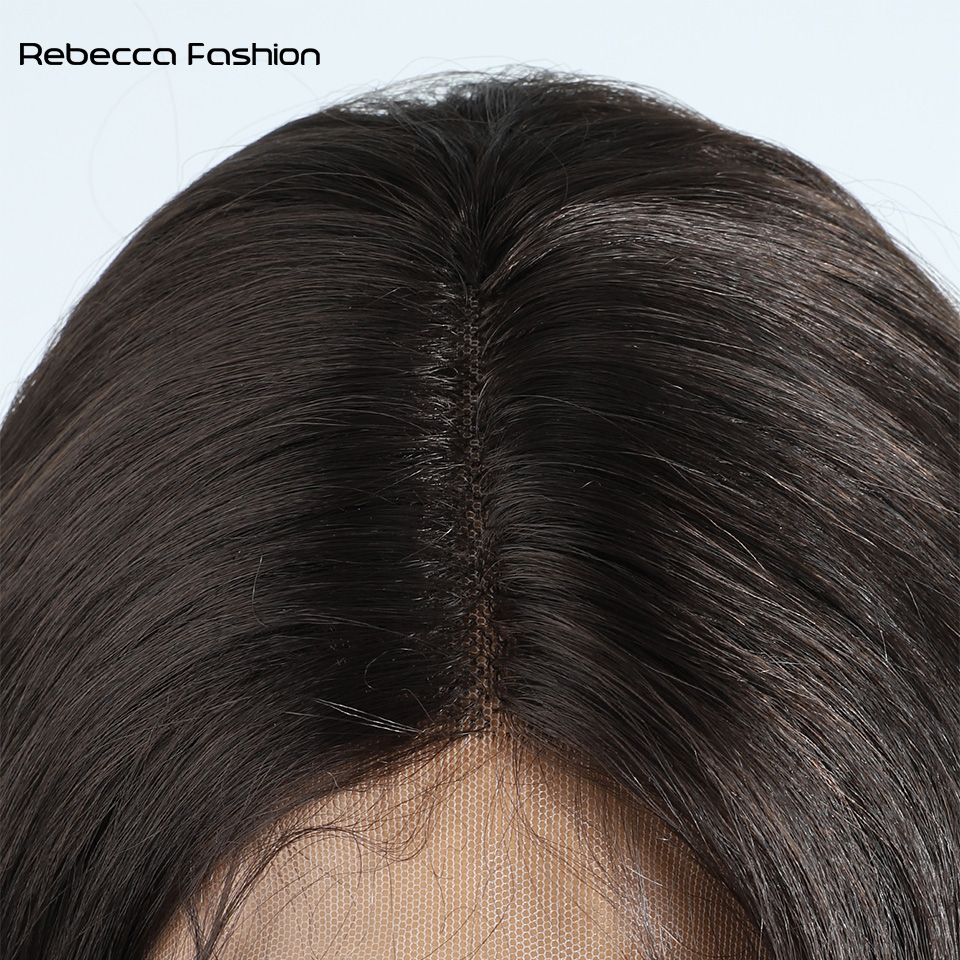 Rebecca Fashion 32Inch Body Wave Lace Front Wigs For Women Syhthetic hair High Temperature Fiber deep wig